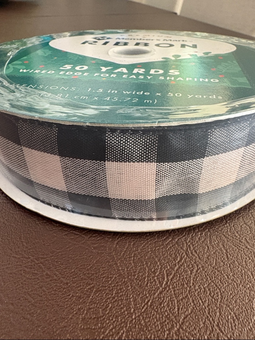 New Checkered Buffalo Plaid Ribbon Roll in Black and Cream